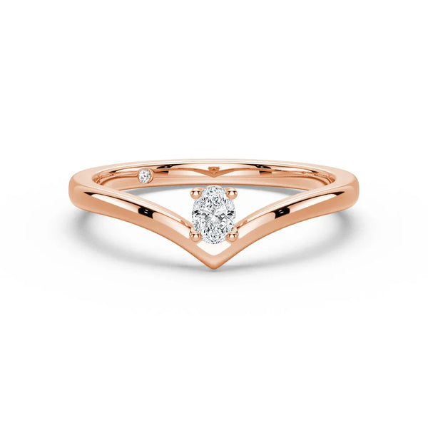 V Shaped Oval Lab Grown Diamond Solitaire Ring