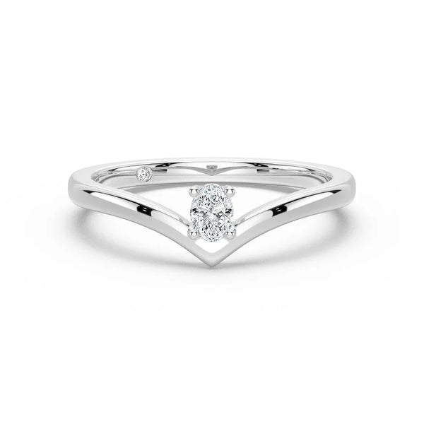 V Shaped Oval Lab Grown Diamond Solitaire Ring