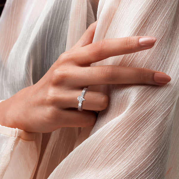Geometric Pear Shaped Lab Grown Diamond Promise Ring