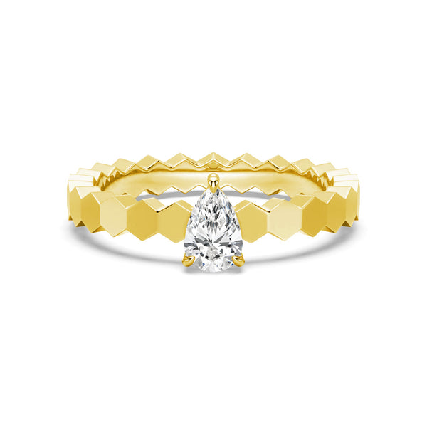Geometric Pear Shaped Lab Grown Diamond Promise Ring