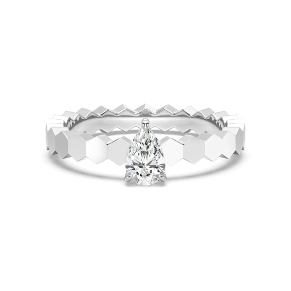 Geometric Pear Shaped Lab Grown Diamond Promise Ring