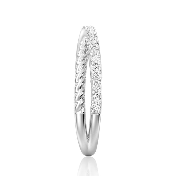 Modern Edge Twisted Rope Crisscross Diamond Ring
