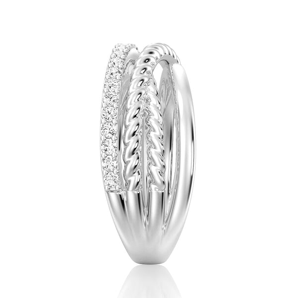 Interwoven Diamond Ring with Twisted Rope Bands