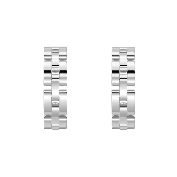 Watch Strap Motif Textured Link Hoop Earrings