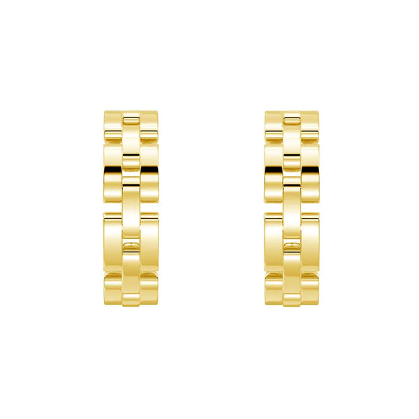 Watch Strap Motif Textured Link Hoop Earrings