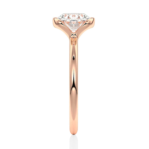 Half Bezel Moissanite Round Cut Engagement Ring