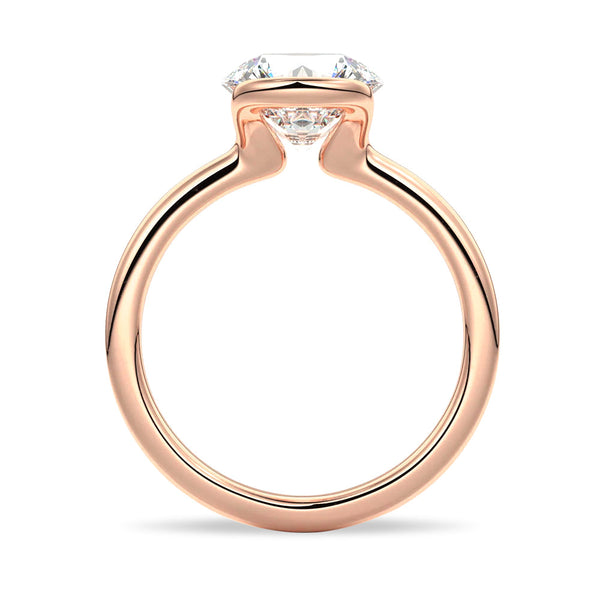 Half Bezel Moissanite Round Cut Engagement Ring