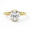 Half Bezel Moissanite Round Cut Engagement Ring