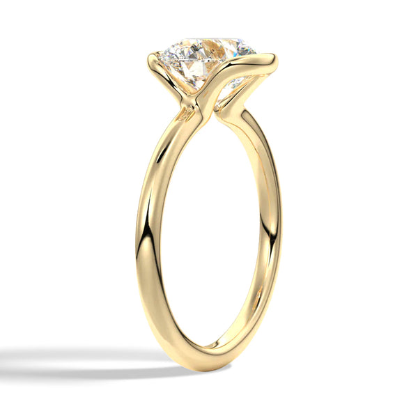 Half Bezel Moissanite Round Cut Engagement Ring