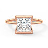 Half Bezel Moissanite Princess Cut Engagement Ring