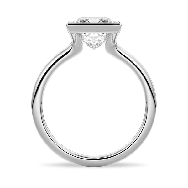 Half Bezel Moissanite Princess Cut Engagement Ring