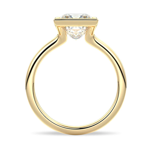 Half Bezel Moissanite Princess Cut Engagement Ring