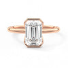 Half Bezel Moissanite Emerald Cut Engagement Ring