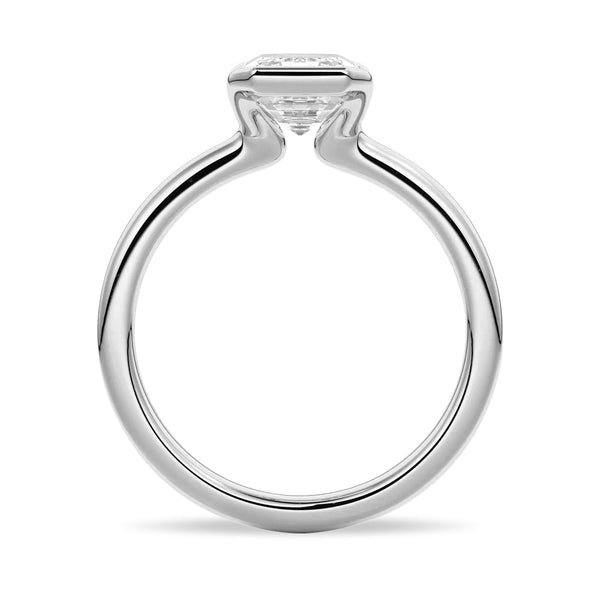 Half Bezel Moissanite Emerald Cut Engagement Ring