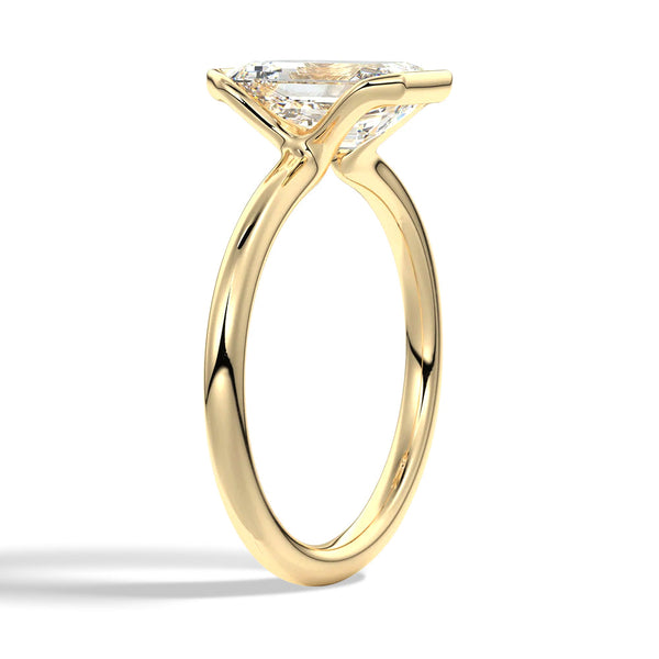 Half Bezel Moissanite Emerald Cut Engagement Ring