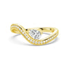 Pear Shaped Solitaire Pavé Wave Promise Ring