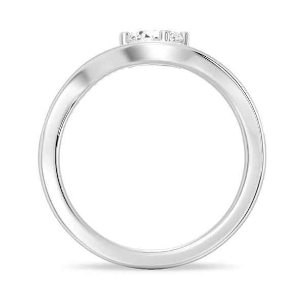 Pear Shaped Solitaire Pavé Wave Promise Ring