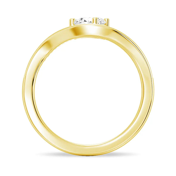 Pear Shaped Solitaire Pavé Wave Promise Ring