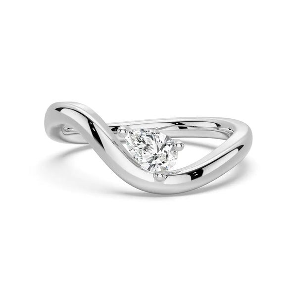 Pear Shaped Solitaire Wave Promise Ring