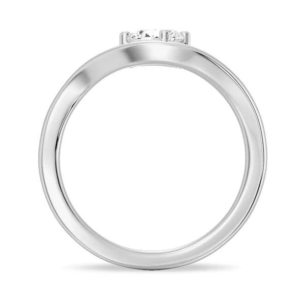 Pear Shaped Solitaire Wave Promise Ring