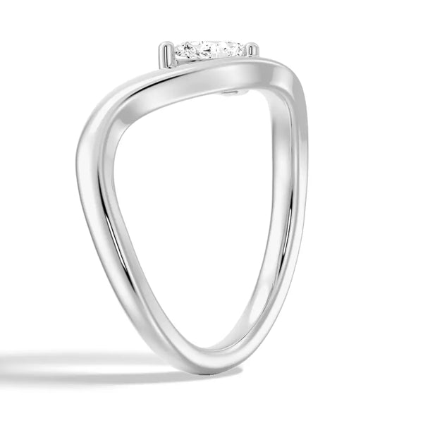 Pear Shaped Solitaire Wave Promise Ring