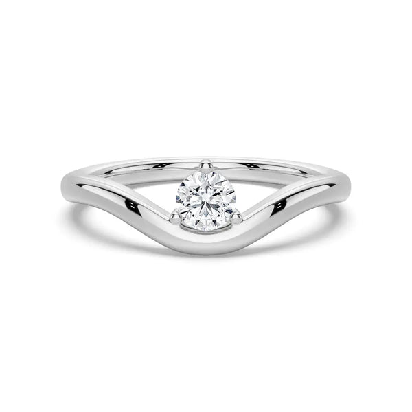 Modern Curved Band Solitaire Promise Ring