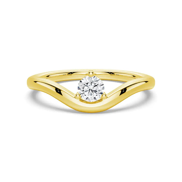 Modern Curved Band Solitaire Promise Ring
