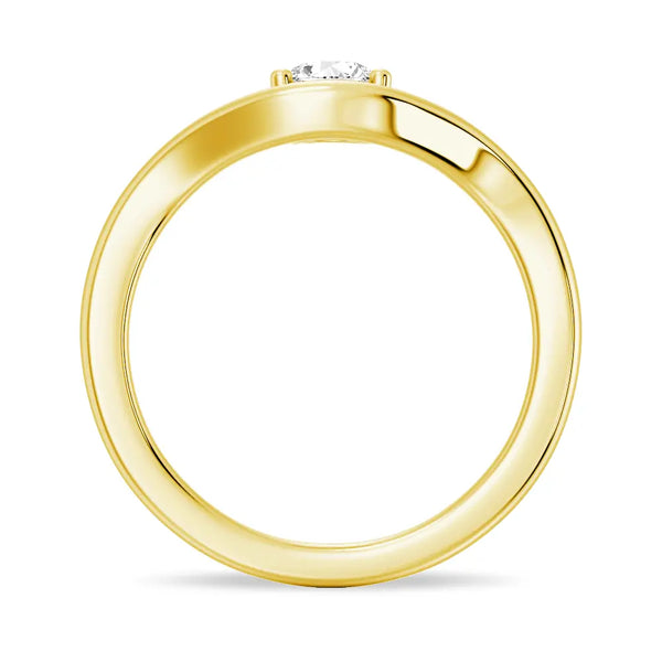 Modern Curved Band Solitaire Promise Ring