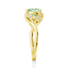 Twisted Halo Mint-Green Sapphire Ring with Milgrain Accents
