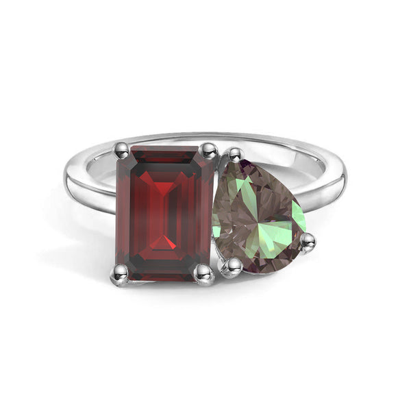 Toi et Moi Personalized Garnet Birthstone Anniversary Ring