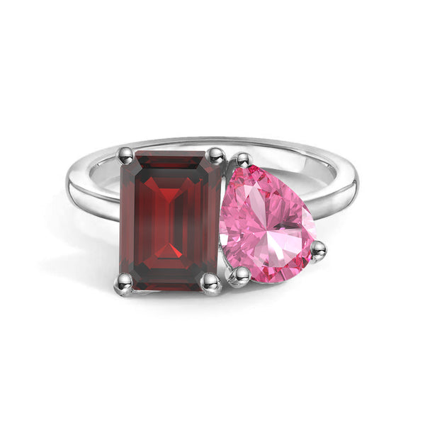 Toi et Moi Personalized Garnet Birthstone Anniversary Ring