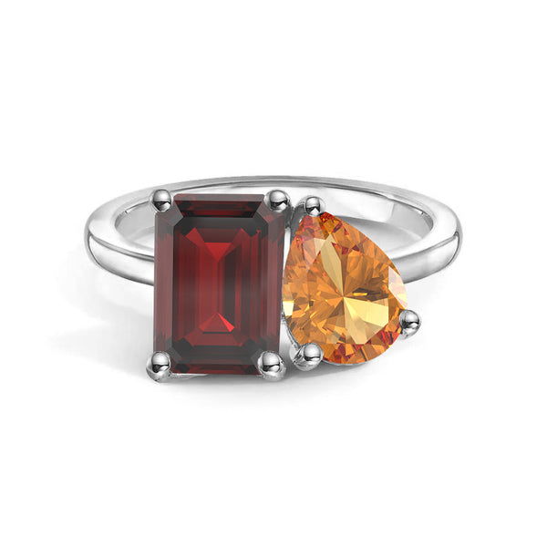 Toi et Moi Personalized Garnet Birthstone Anniversary Ring