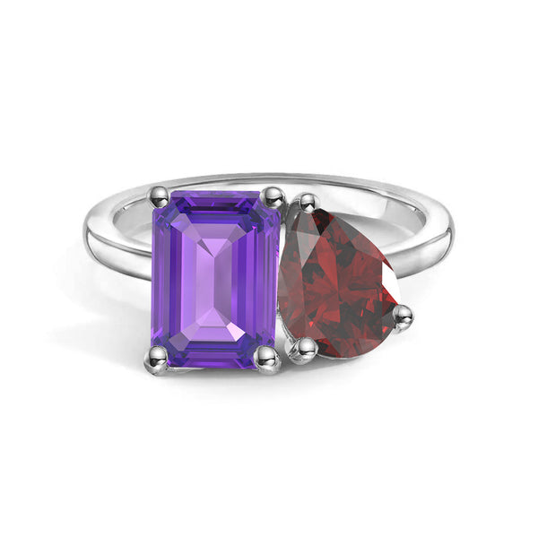 Toi et Moi Personalized Amethyst Birthstone Anniversary Ring