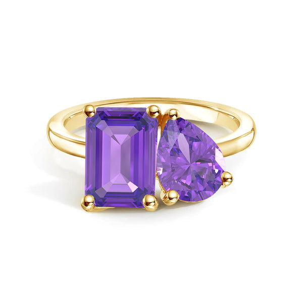 Toi et Moi Personalized Amethyst Birthstone Anniversary Ring