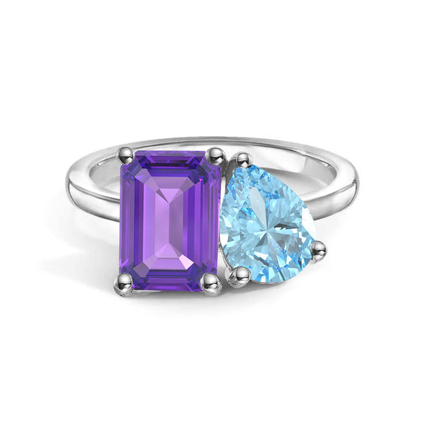 Toi et Moi Personalized Amethyst Birthstone Anniversary Ring