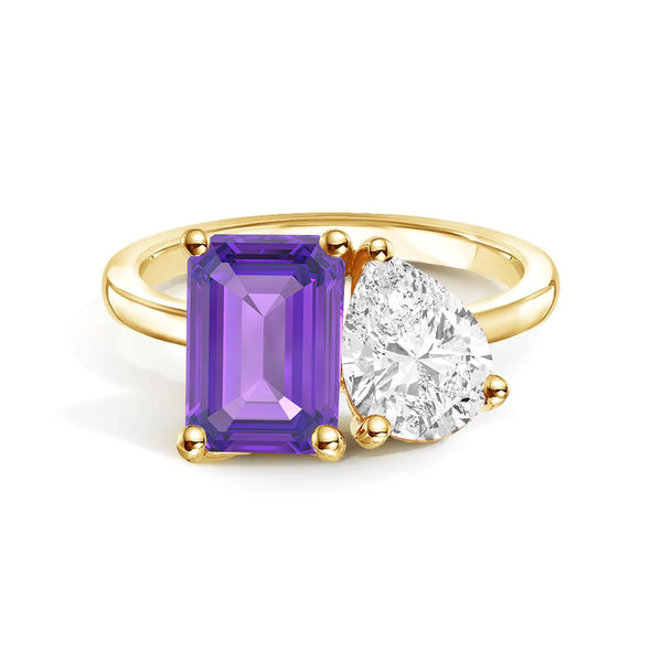 Toi et Moi Personalized Amethyst Birthstone Anniversary Ring