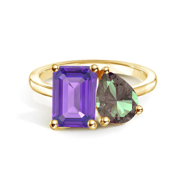 Toi et Moi Personalized Amethyst Birthstone Anniversary Ring