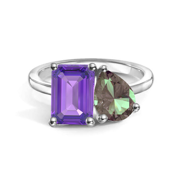 Toi et Moi Personalized Amethyst Birthstone Anniversary Ring