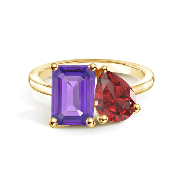 Toi et Moi Personalized Amethyst Birthstone Anniversary Ring