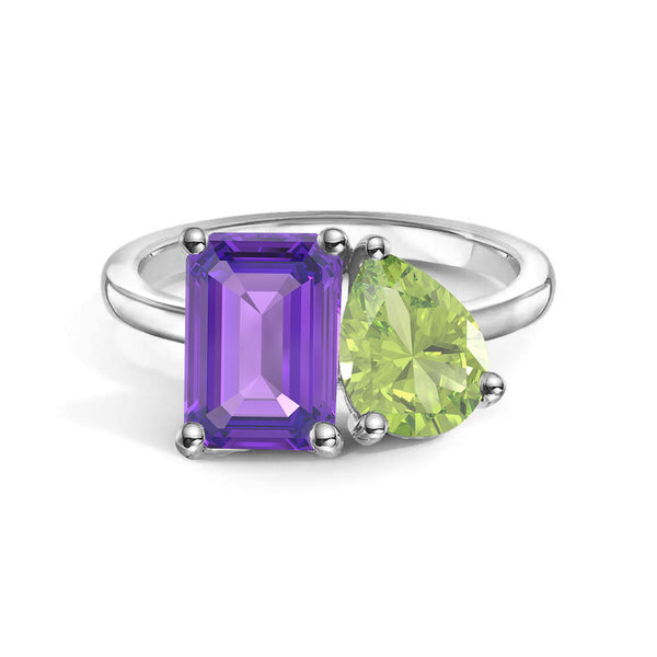 Toi et Moi Personalized Amethyst Birthstone Anniversary Ring