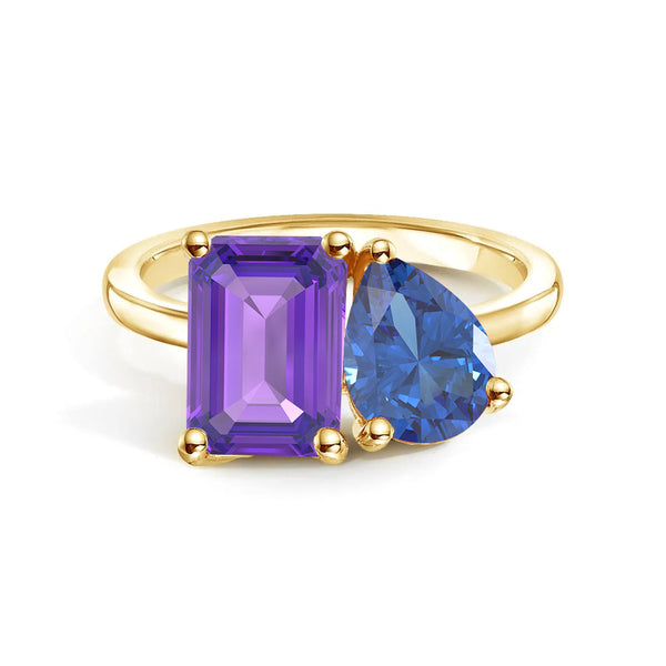 Toi et Moi Personalized Amethyst Birthstone Anniversary Ring