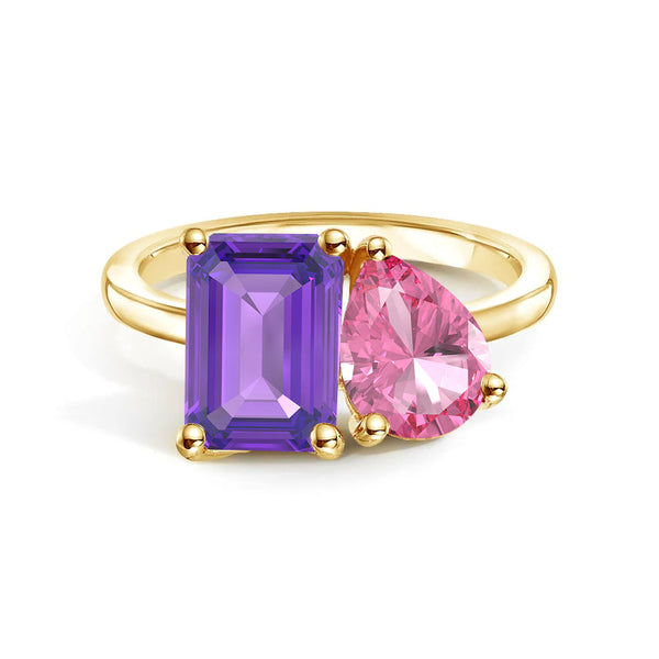 Toi et Moi Personalized Amethyst Birthstone Anniversary Ring