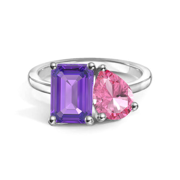 Toi et Moi Personalized Amethyst Birthstone Anniversary Ring