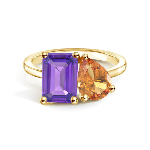 Toi et Moi Personalized Amethyst Birthstone Anniversary Ring