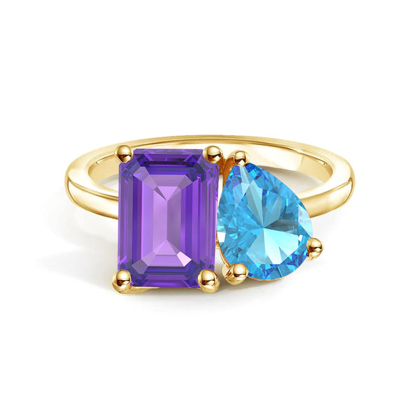 Toi et Moi Personalized Amethyst Birthstone Anniversary Ring