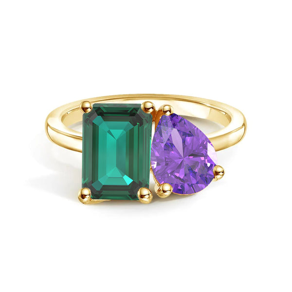 Toi et Moi Personalized Emerald Birthstone Anniversary Ring