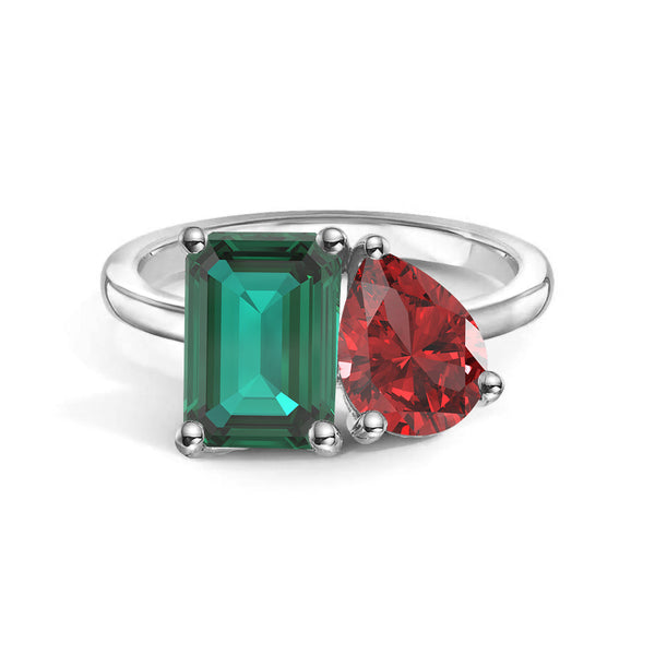 Toi et Moi Personalized Emerald Birthstone Anniversary Ring