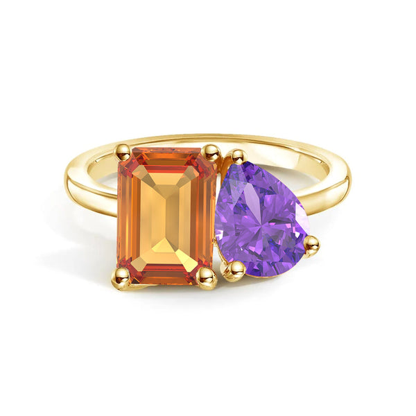 Toi et Moi Personalized Citrine Birthstone Anniversary Ring