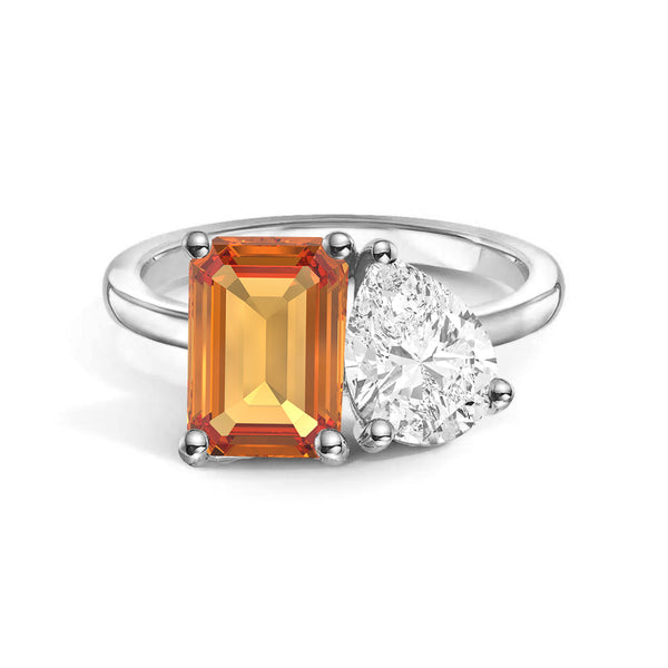 Toi et Moi Personalized Citrine Birthstone Anniversary Ring