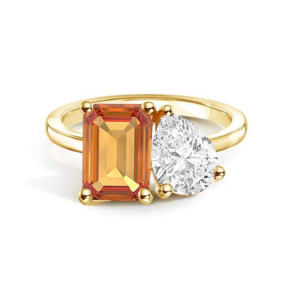 Toi et Moi Personalized Citrine Birthstone Anniversary Ring